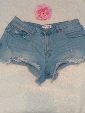 Almost Famous Light Blue Distressed Denim Cutoff Shorts